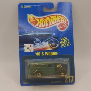 Hot Wheels Blue Card Collector #217 '40's Woodie Green & Black new Paint Style